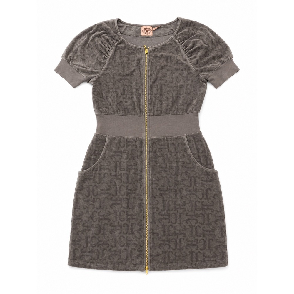 Juicy Couture Womens Grey Velour Monogram Mini Dress Size‎ Medium